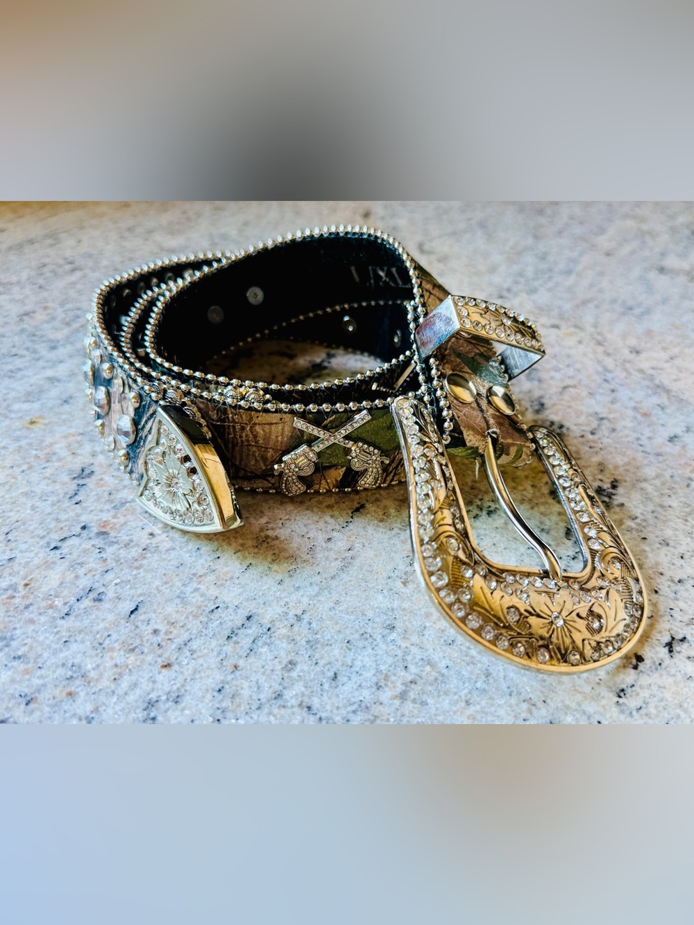 Rhinestone Embellished Camo Western Belt - Picture 2 of 14